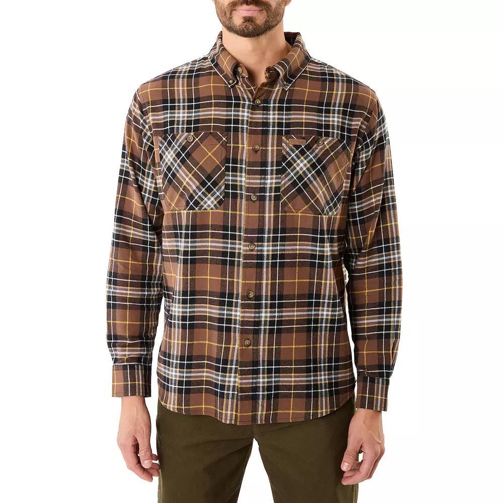 Men's Smith's Workwear Regular-Fit Two-Pocket Flannel Button-Down Shirt, Size: XXL, Blue Hunter Product Image