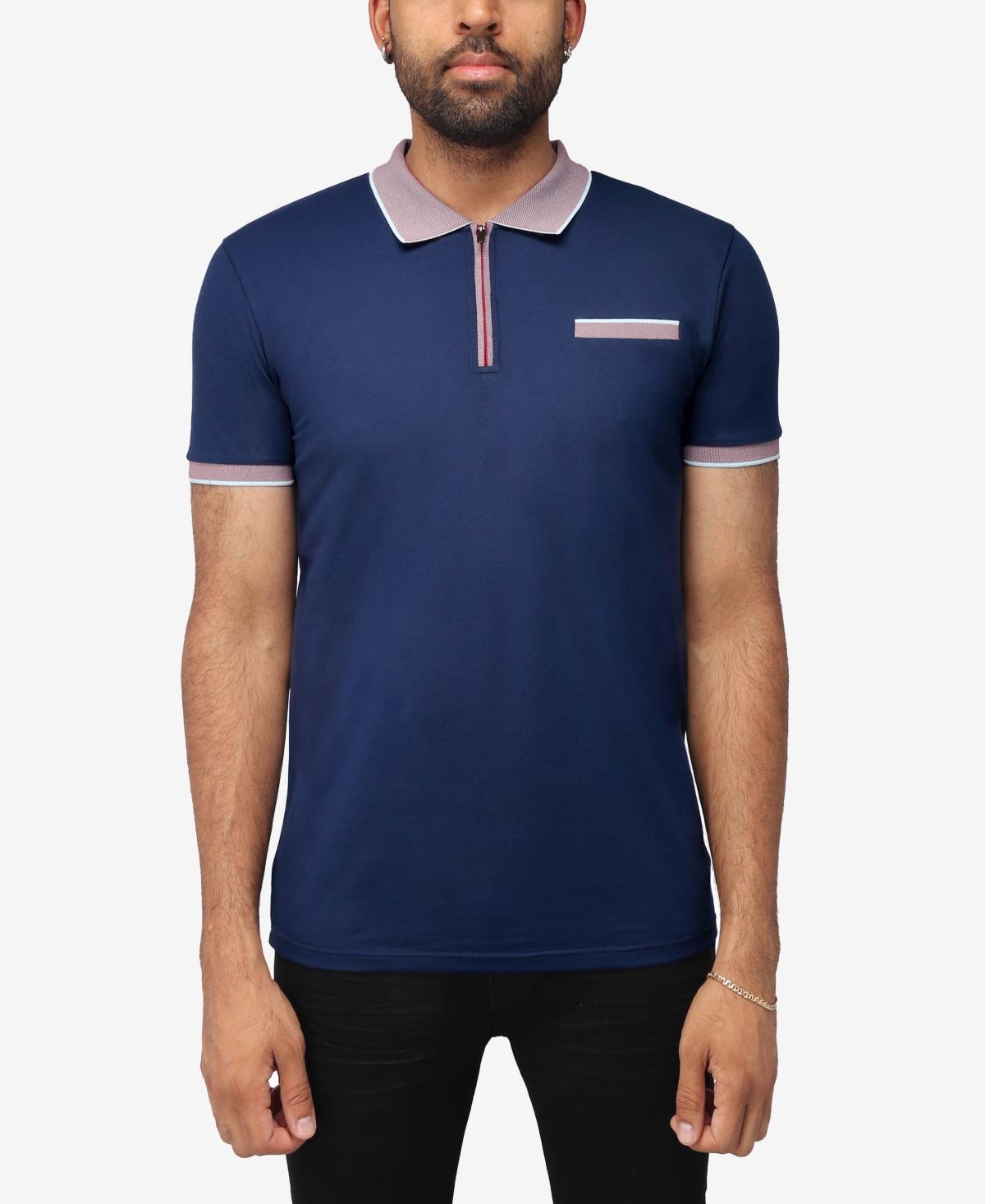 X-Ray Mens Comfort Zip-Neck Tipped Polo Shirt - Black Product Image