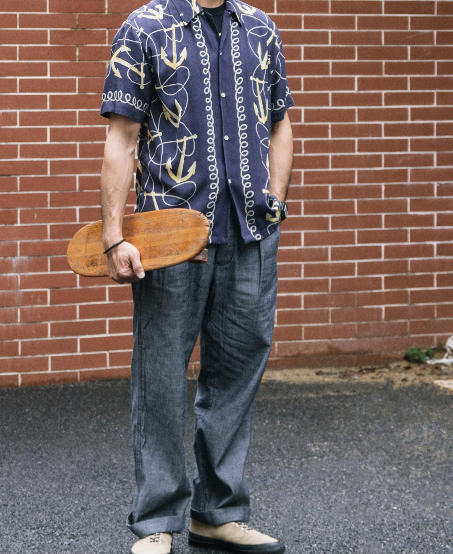 1930s Double-Pleated Chambray Pants Product Image