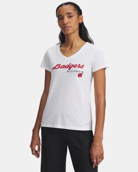 UA Performance Cotton Collegiate Womens V-Neck T-Shirt Product Image