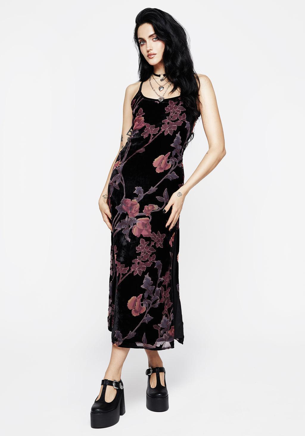 Waterlily Devoré Velour Midaxi Slip Dress Product Image
