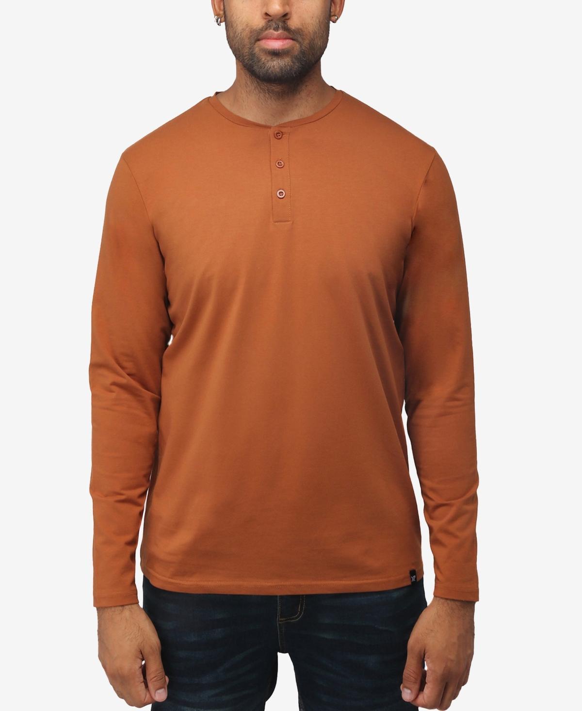 X-Ray Mens Soft Stretch Henley Neck Long Sleeve T-shirt Product Image