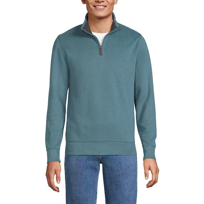 Men's Lands' End Bedford Regular-Fit Ribbed Quarter-Zip Pullover Sweater, Size: Large, Rain Blue Blue Product Image