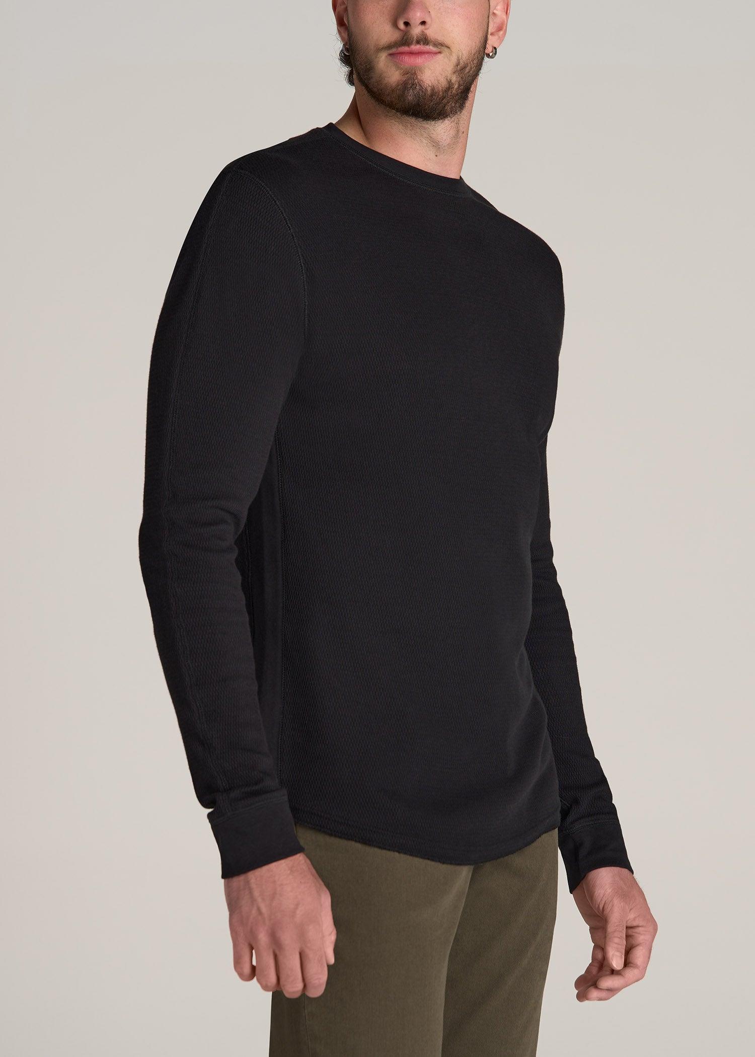 Double Honeycomb Thermal Crewneck for Tall Men in Black Male Product Image