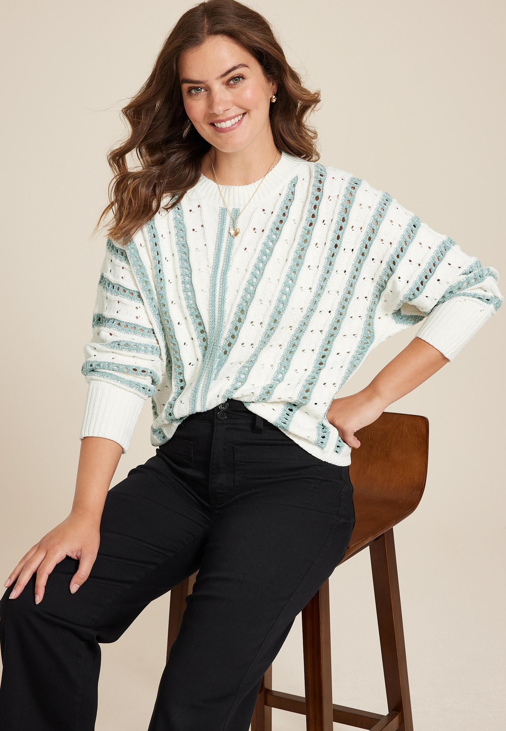 Chevron Stripe Dolman Sweater Product Image