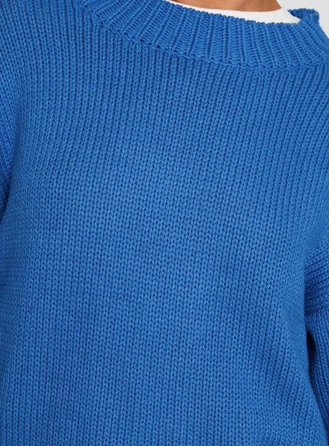 Harmony Balloon Sleeve Knit Sweater Blue Product Image