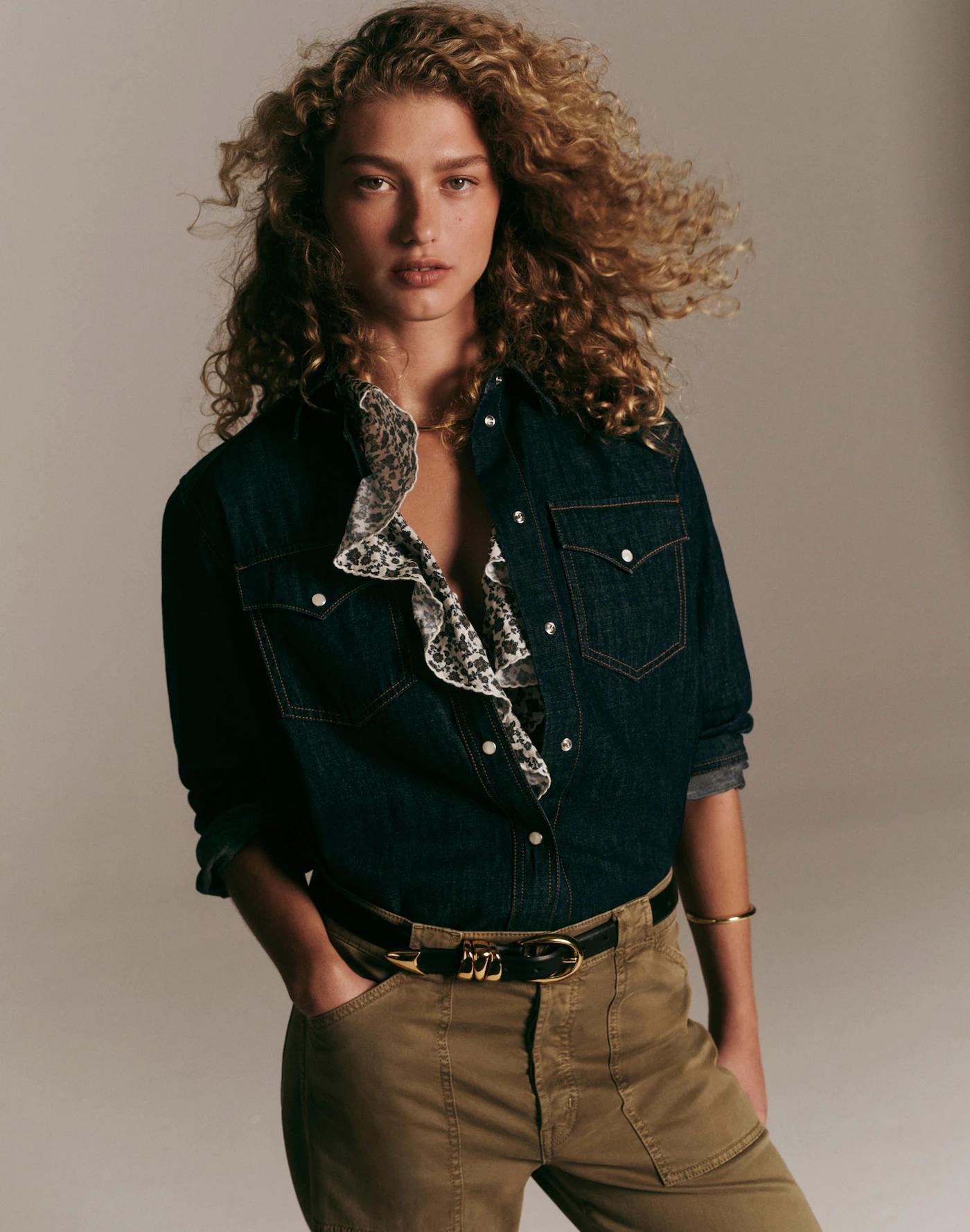 Denim Oversized Western Shirt Product Image