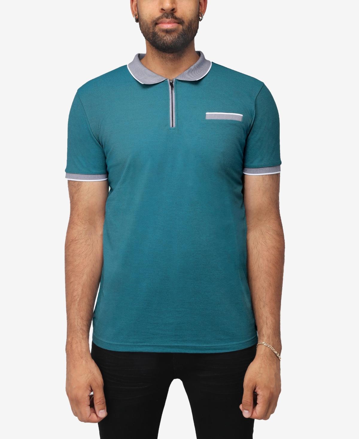 X-Ray Mens Comfort Zip-Neck Tipped Polo Shirt - Black Product Image