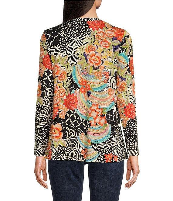 JOHNNY WAS Sunrise Favorite Patchwork Floral Geo Print Long Sleeve Tee Shirt Product Image