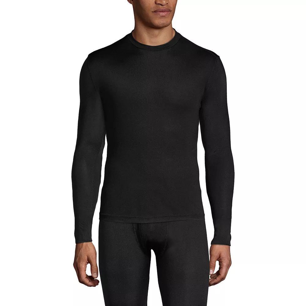 Men's Lands' End Silk Long Underwear Top, Size: Large, Black Product Image