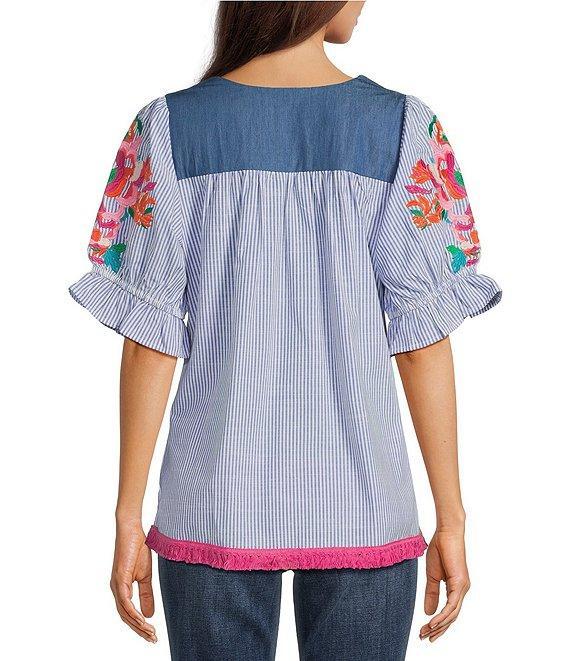 Calessa Square Neck Short Sleeve Embroidered Tunic Product Image