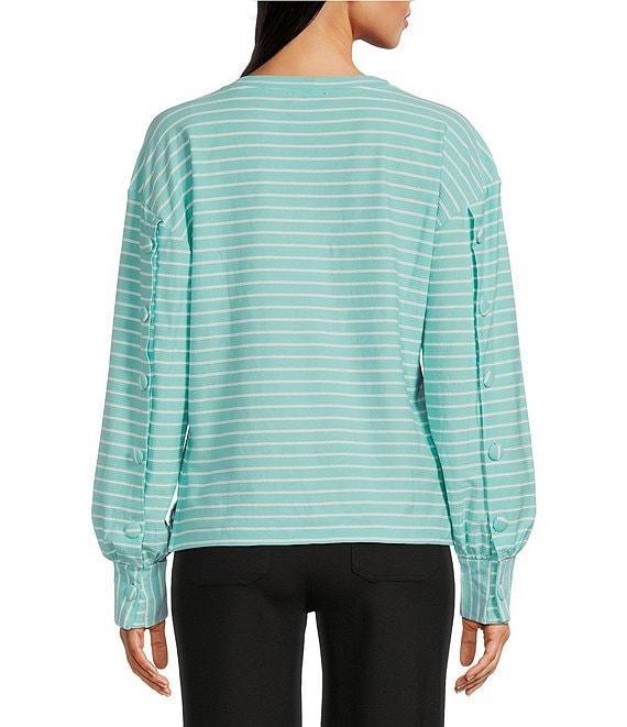 APNY Striped Crew Neck Long Puff Sleeve Top Product Image