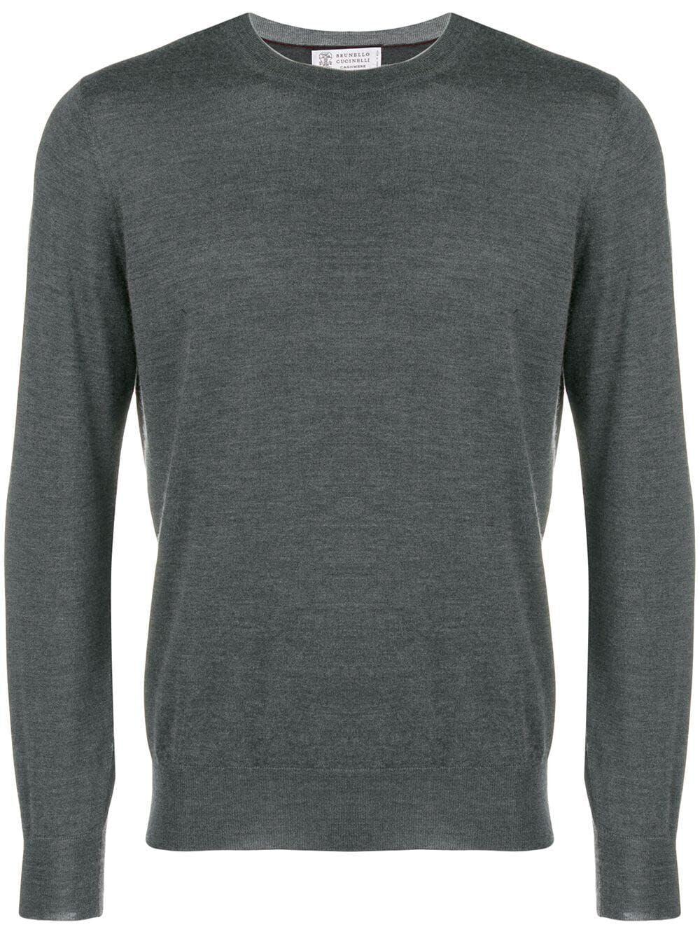 BRUNELLO CUCINELLI Cashmere Silk Crew Neck Sweater In Grey Product Image