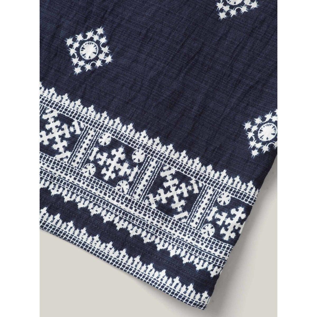 Plus Size Geometric Print Tied Wide-Leg Pants Women Indigo Resort Wide Leg Mid Rise Vacation Pants BloomChic 14-16/1X Product Image