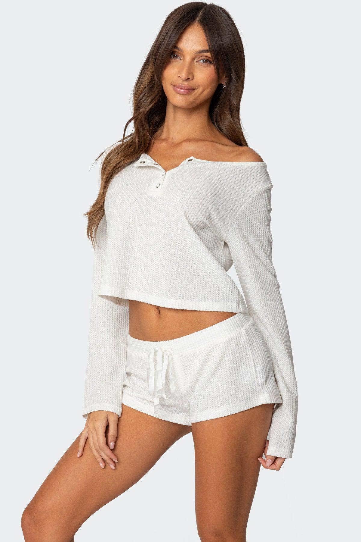 Teddy Cropped Waffle Top Product Image