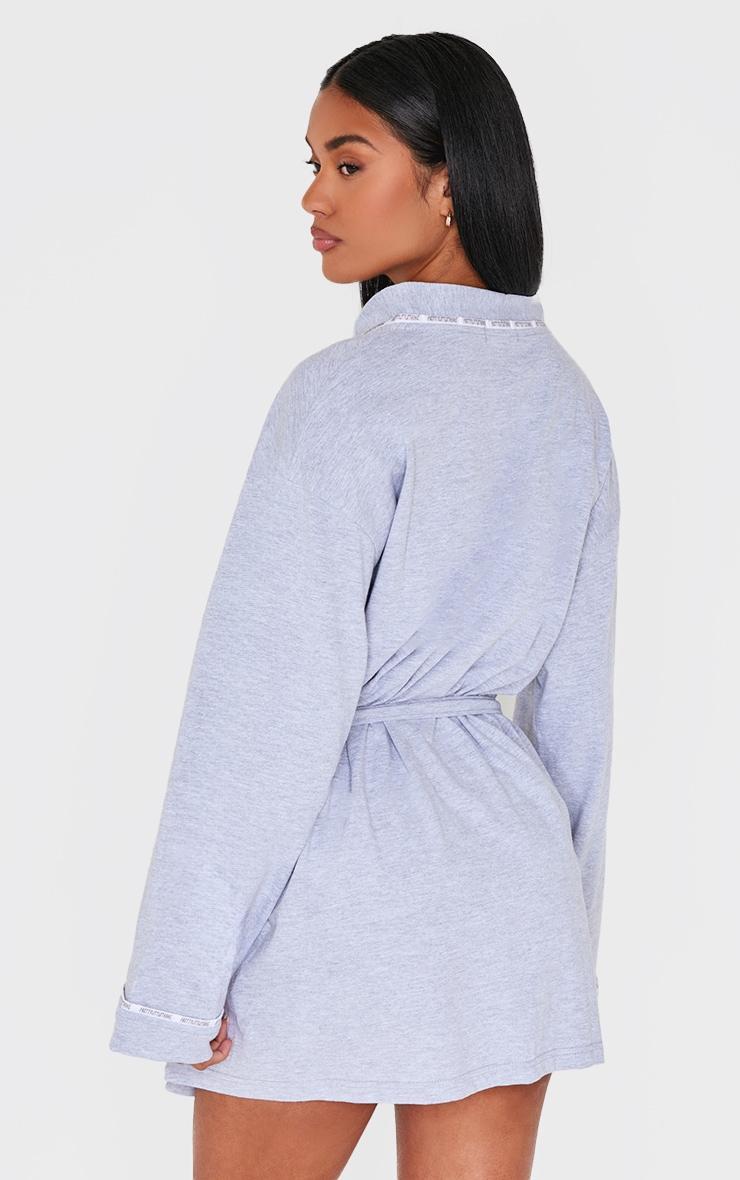 PRETTYLITTLETHING Grey Piping Jersey Robe Product Image