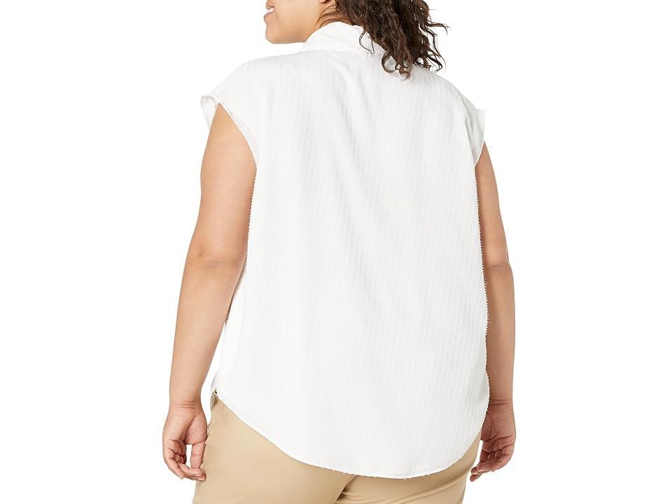 MICHAEL Michael Kors Plus Size Pinstripe Crepe Pleated Top Women's Clothing Product Image