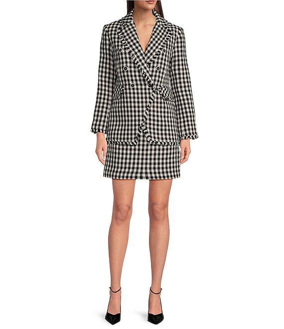 tyler boe Coordinating Ashley Check Pattern High Waist Fringe Pocket Skirt Product Image