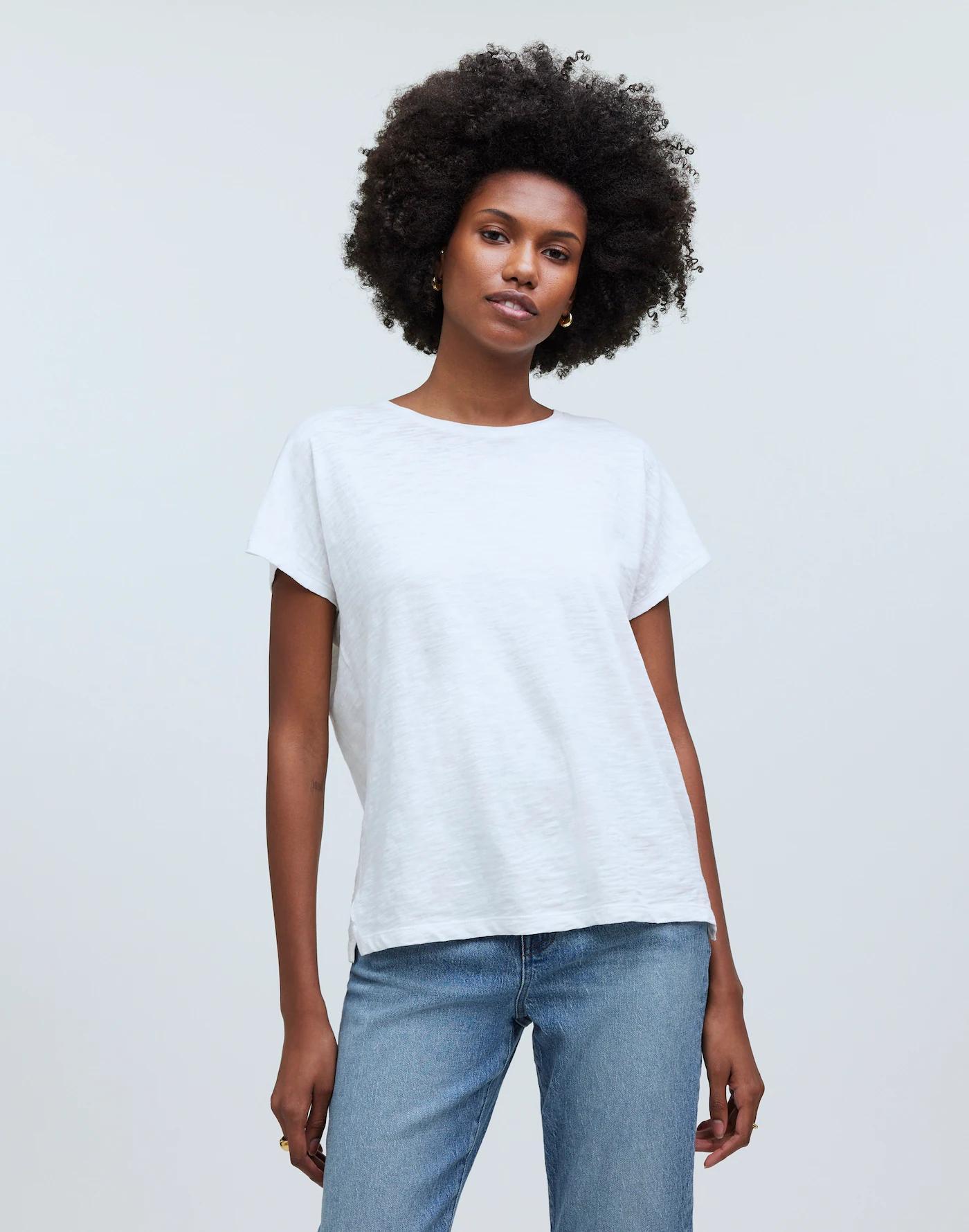 Dolman-Sleeve Crewneck Tee in Slub Product Image