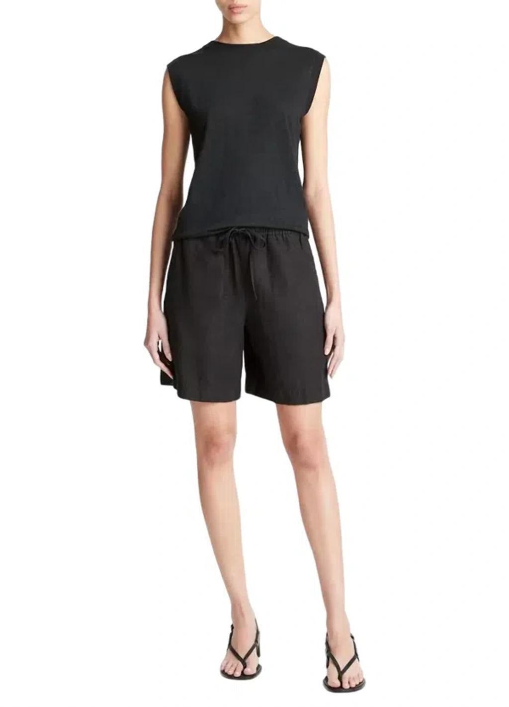 VINCE Linen Muscle Tee In Black Product Image