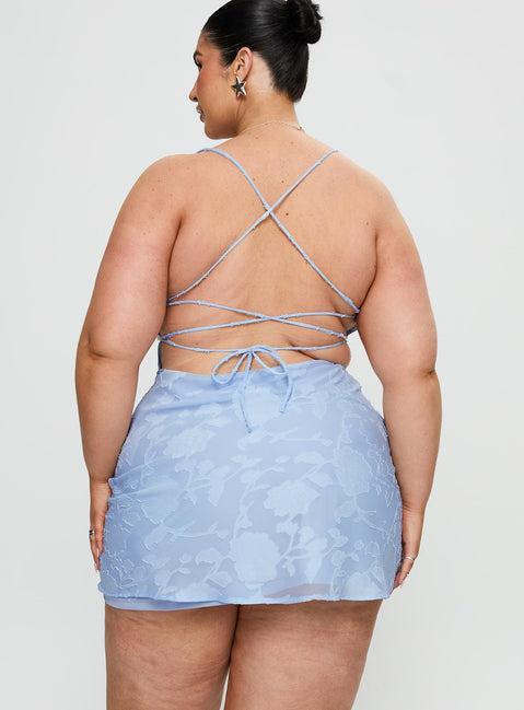 Celena Mini Dress Light Blue Burnout Curve Product Image