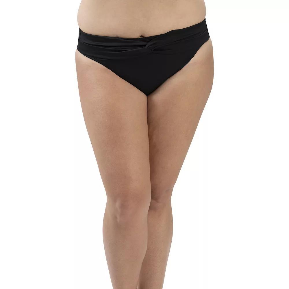 Women's Dolfin Aquashape UPF 50+ Solid Knot-Front Swim Briefs, Size: XL, Black Product Image