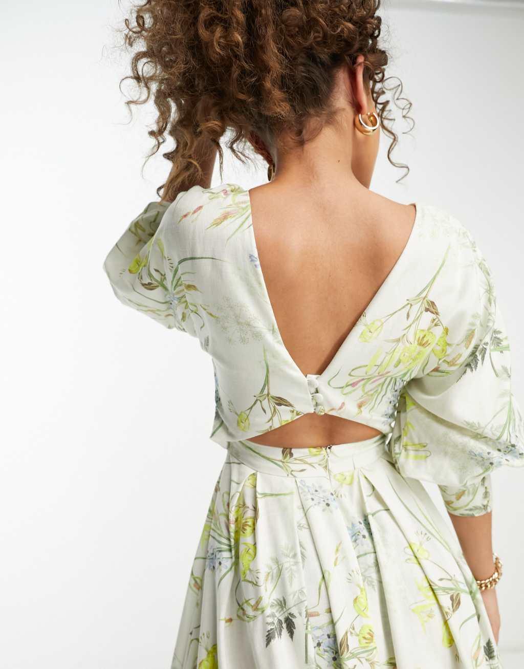 ASOS EDITION wrap front linen midi dress Product Image
