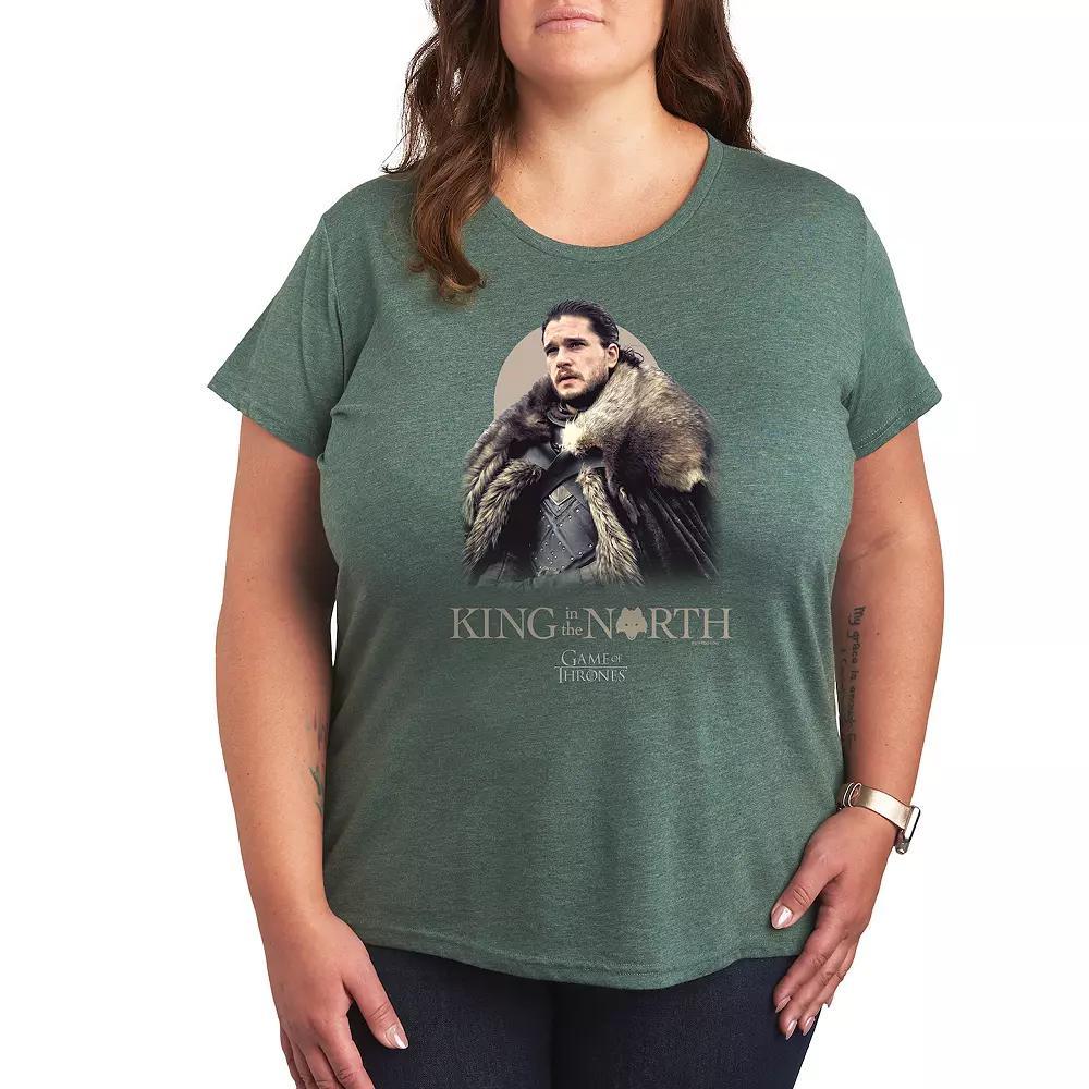 Plus Game of Thrones King In The North Graphic Tee, Womens Grey Green Product Image