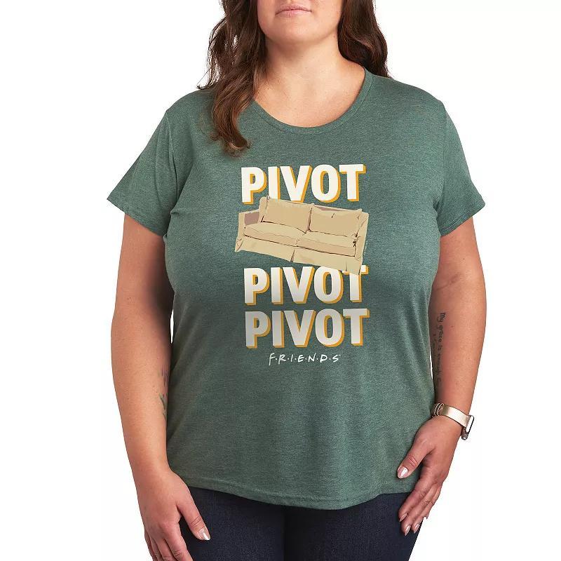Plus Friends Pivot Couch Graphic Tee, Womens Grey Green Product Image