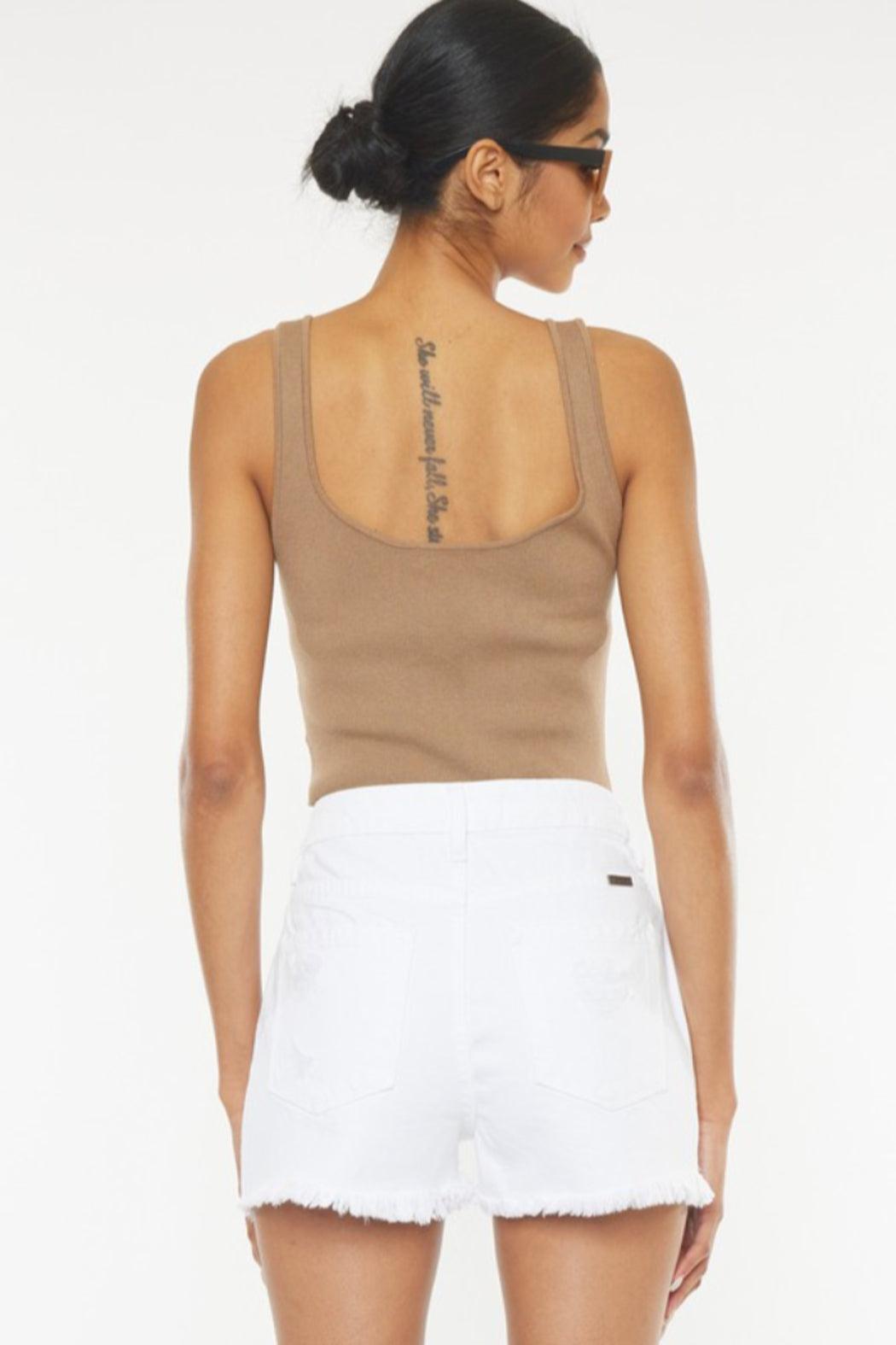 White Denim Shorts Product Image