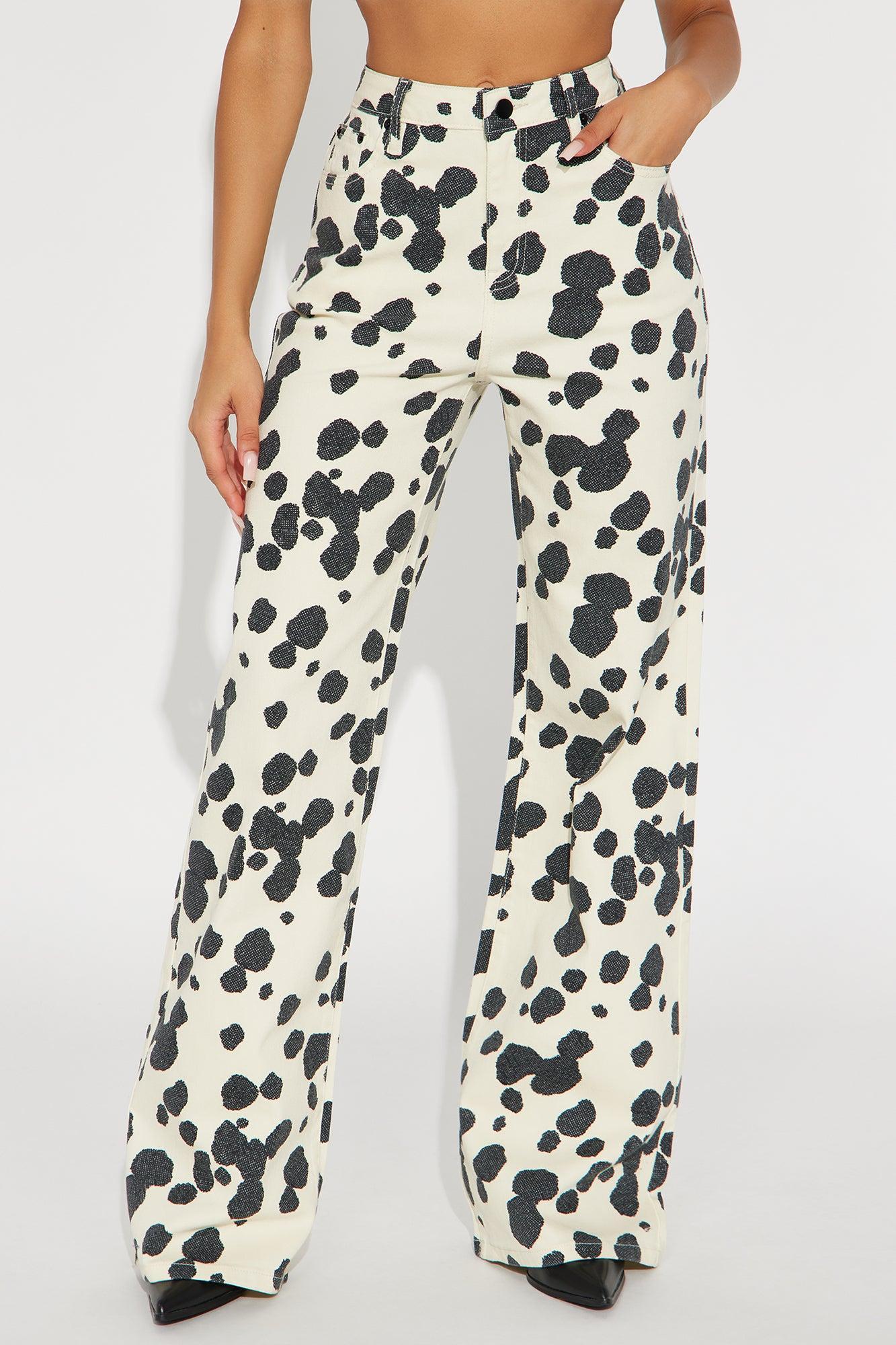 Something Sweet Printed Flare Jeans - Black/White Product Image