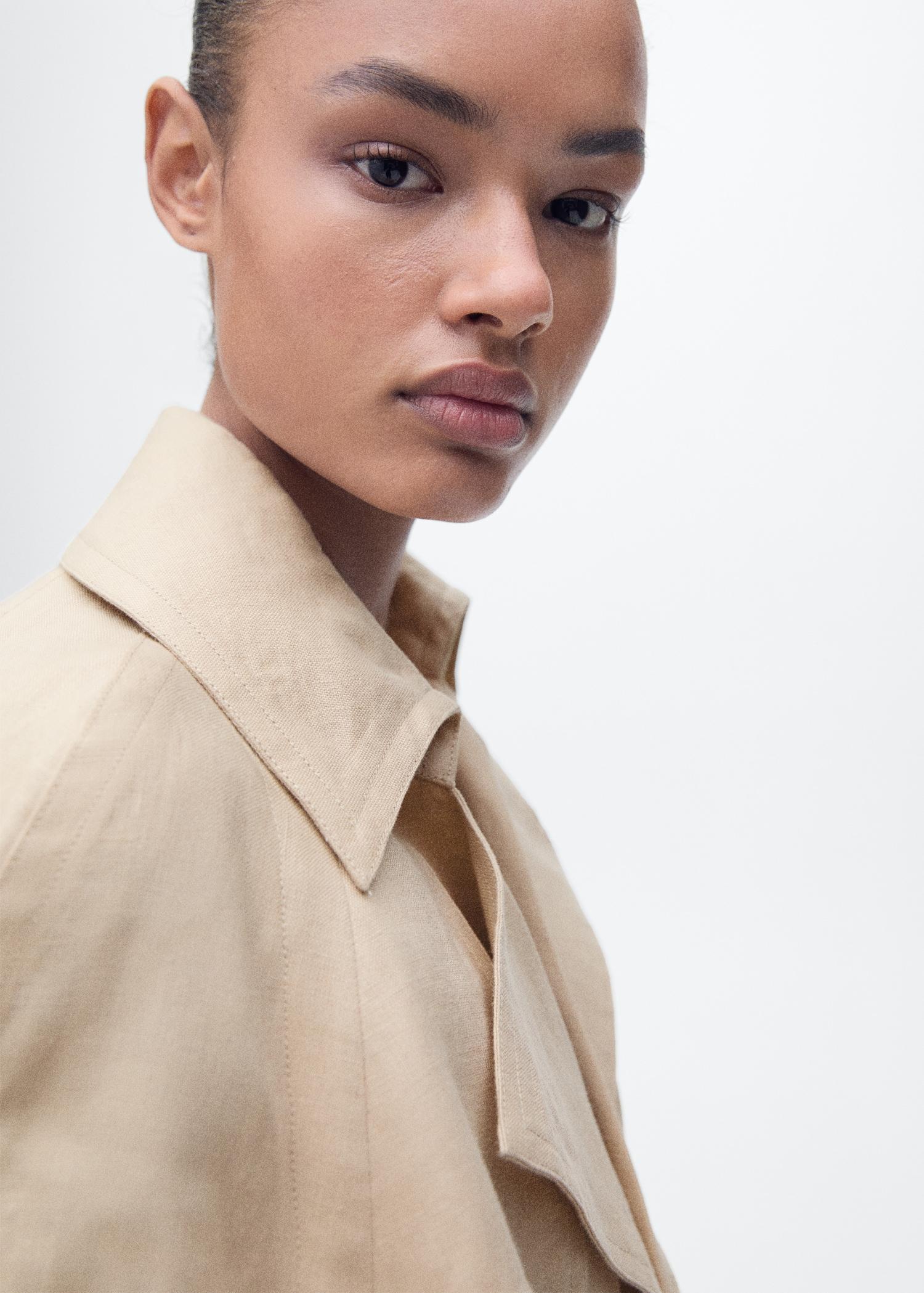 Linen jacket with belt - Women | MANGO USA Product Image