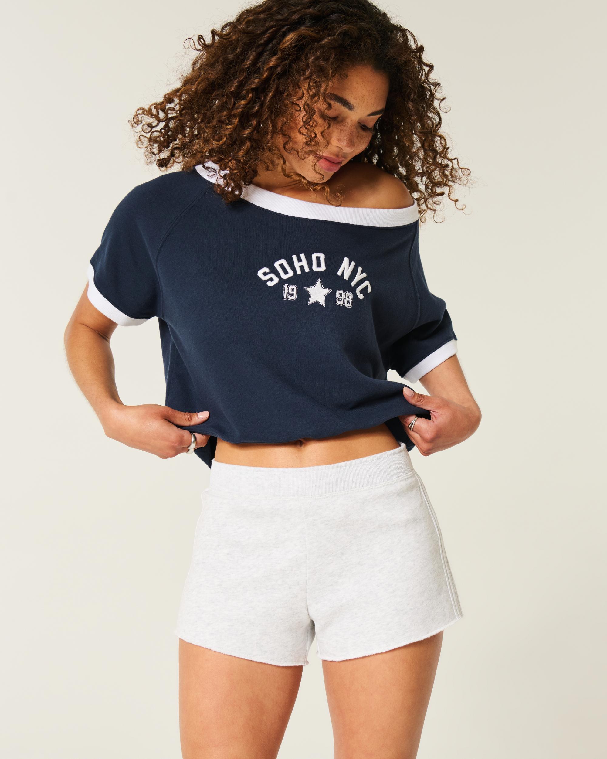 Number Graphic Mini Fleece Shorts Product Image
