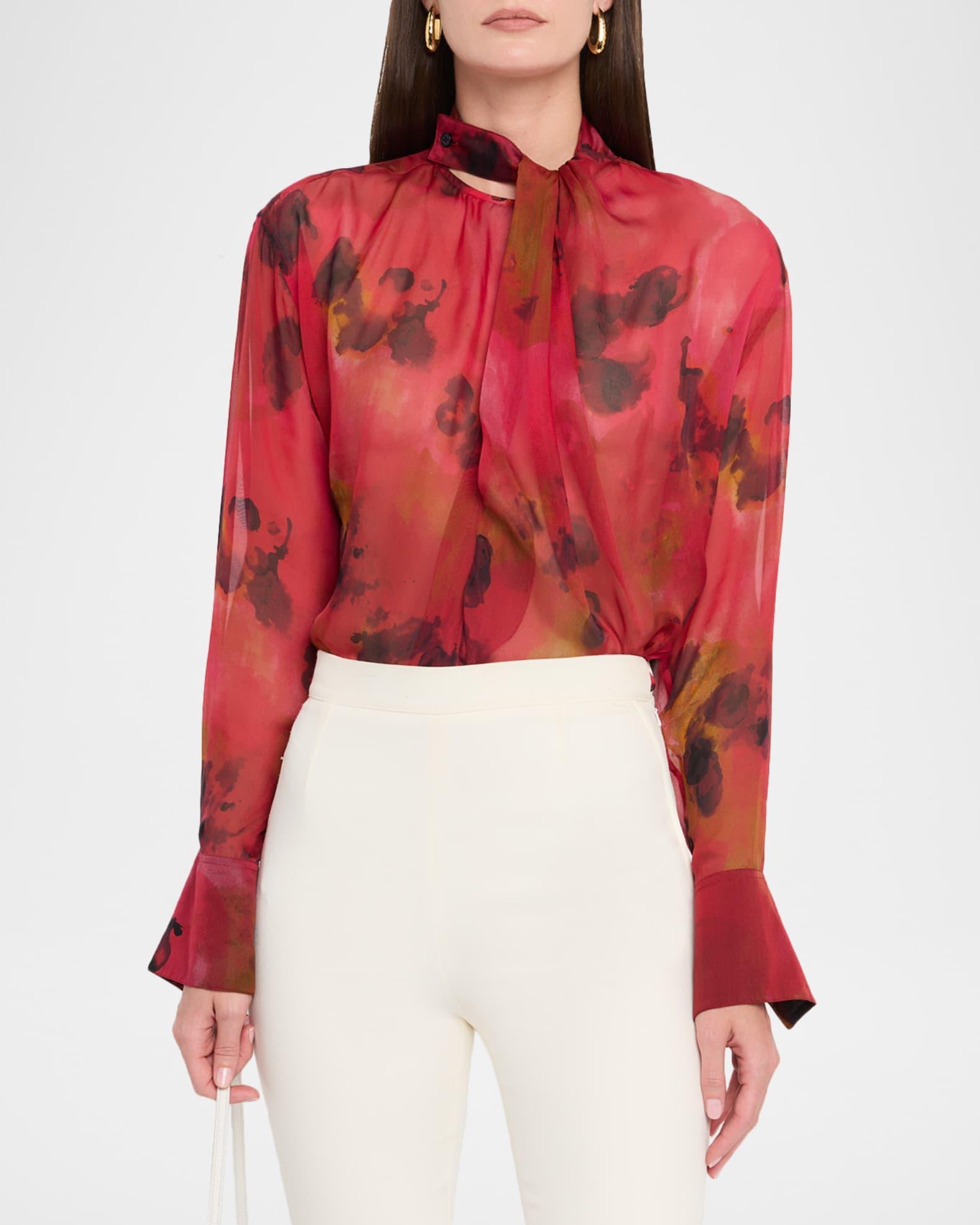 Drape Detail Silk Blouse Product Image
