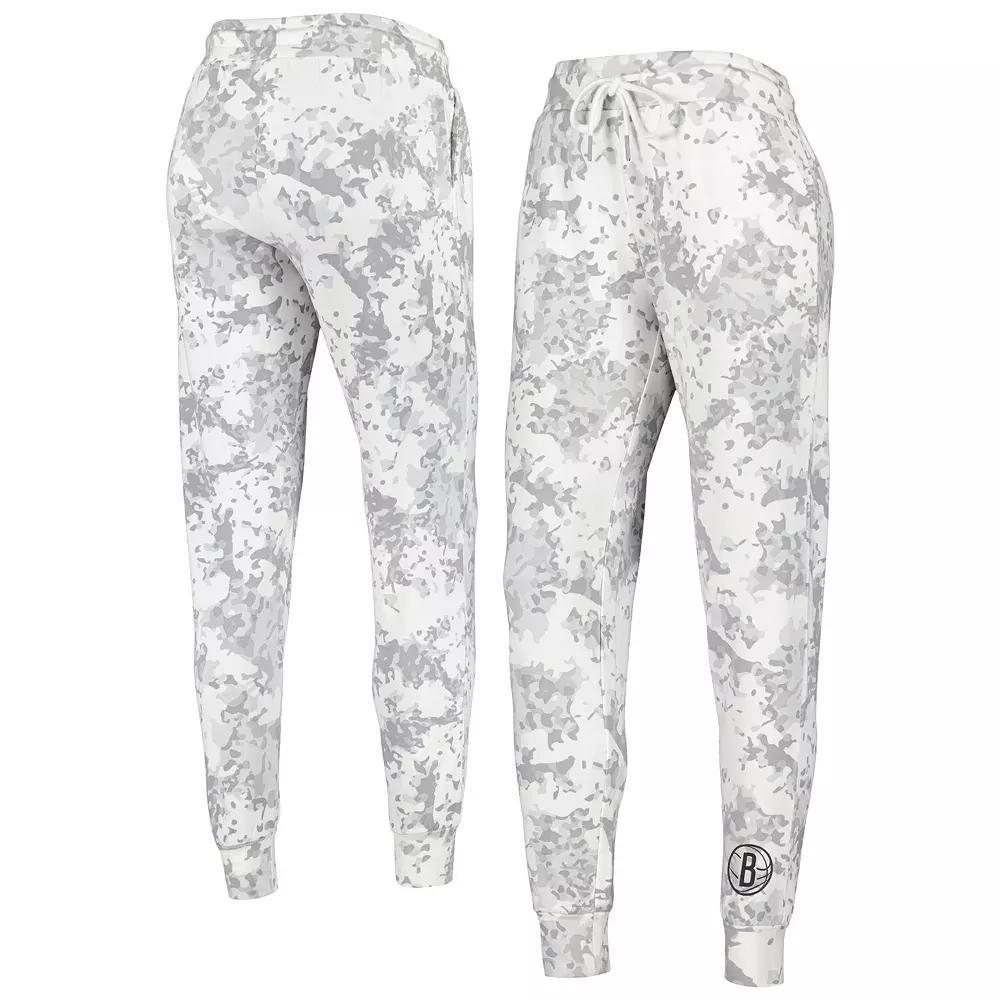 Women's Lusso Gray Brooklyn Nets Melissa Tri-Blend Jogger Pants, Size: Large, White Product Image