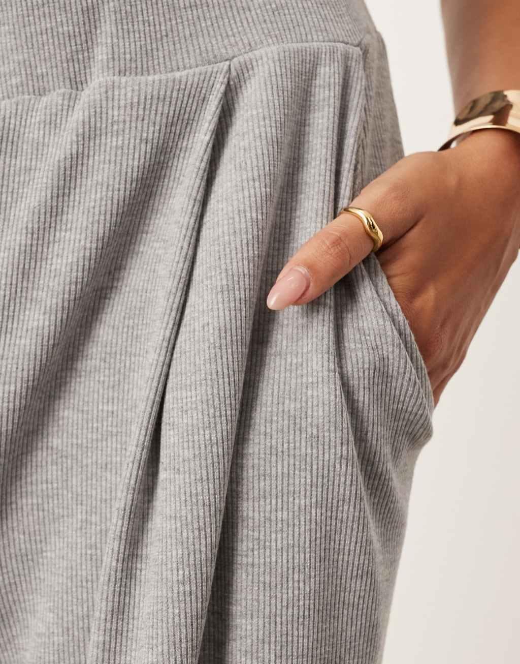 ASOS EDITION premium ribbed jersey pants in gray - part of a set Product Image