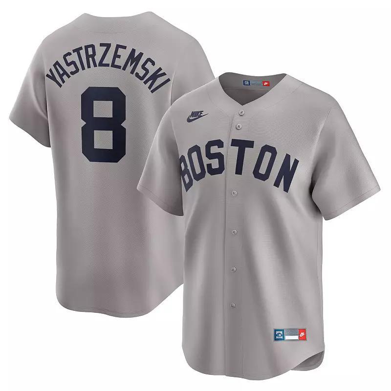 Mens Nike Carl Yastrzemski Gray Boston Red Sox Throwback Cooperstown Collection Limited Jersey Product Image