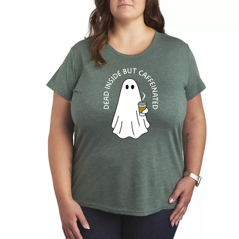 Plus Size Caffeinated Ghost Graphic Tee, Womens Blue Product Image