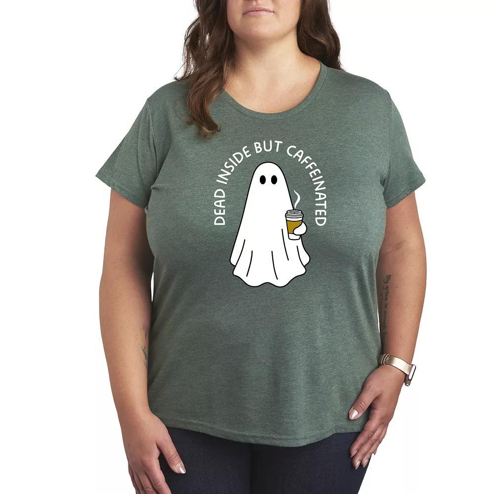 Plus Size Caffeinated Ghost Graphic Tee, Womens Blue Product Image