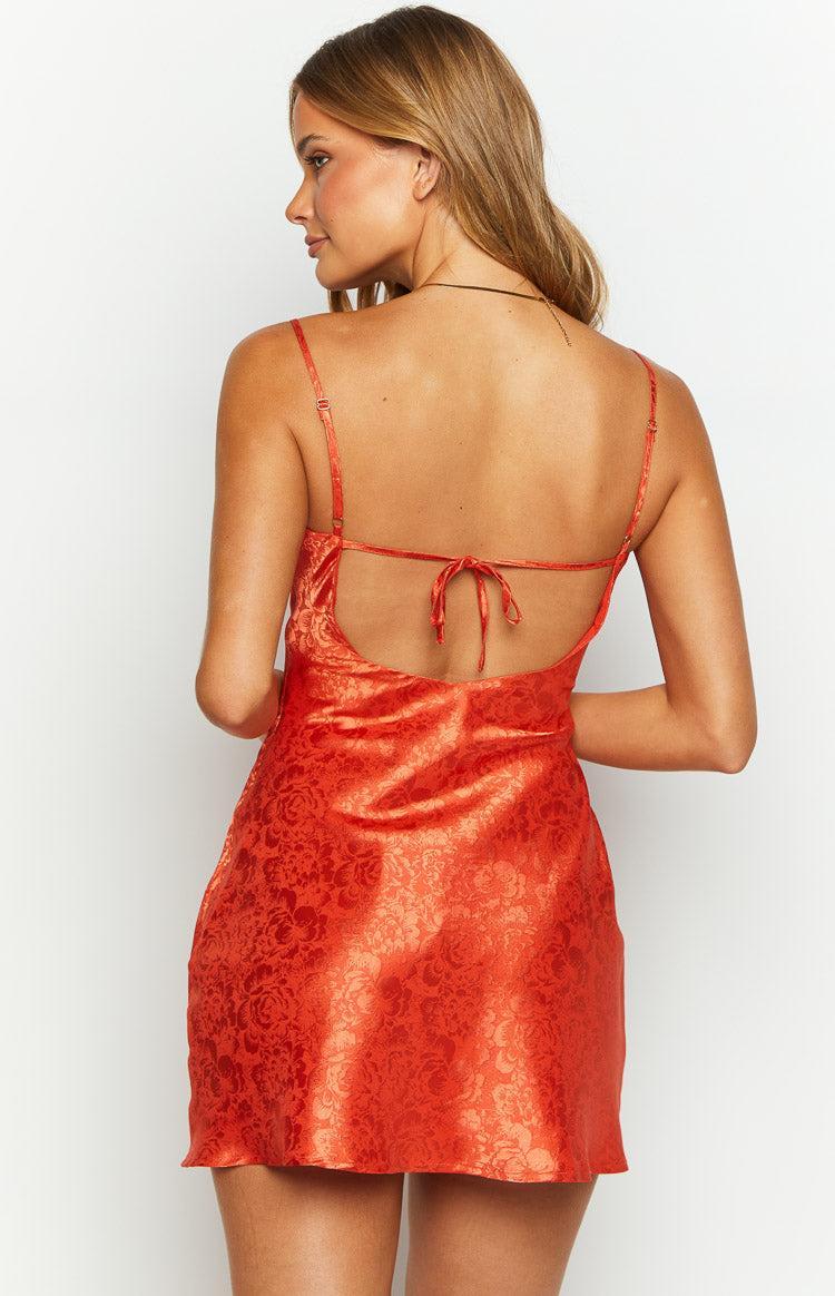Noeline Orange Satin Mini Dress Product Image