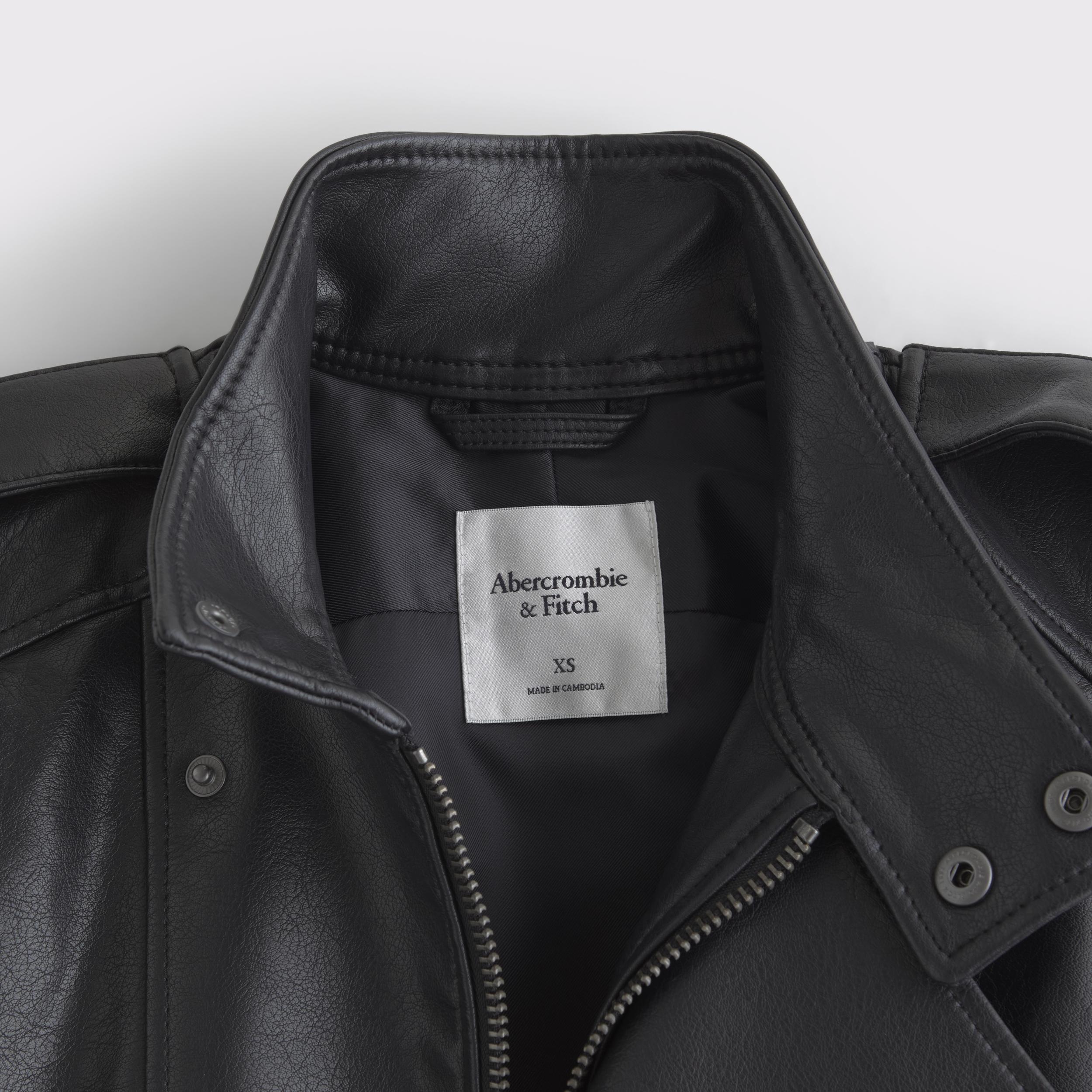Relaxed Mockneck Vegan Leather Bomber Jacket Product Image