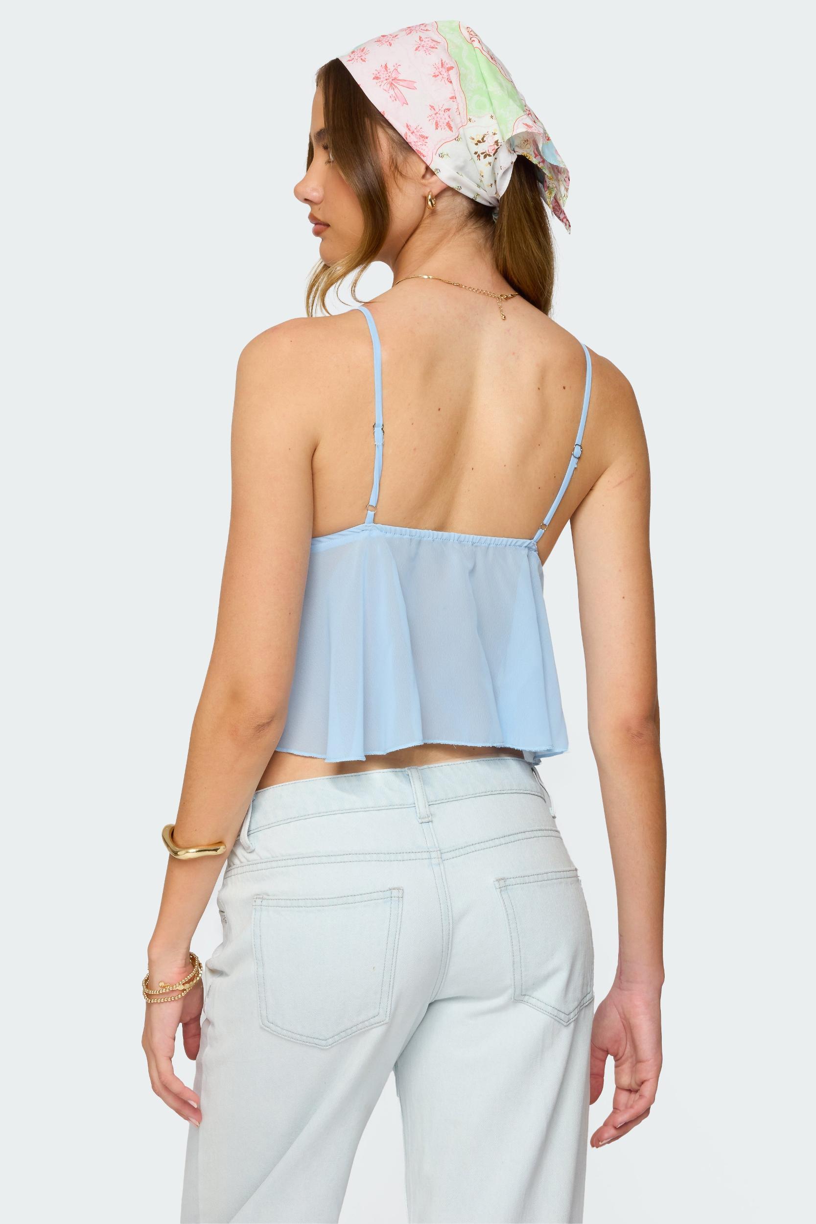 Ruffle Sheer Chiffon Babydoll Tank Top Product Image