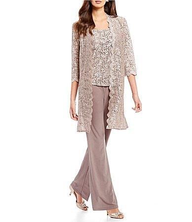R  M Richards Petite Size Scalloped Glitter Lace Duster Stretch 3 Product Image