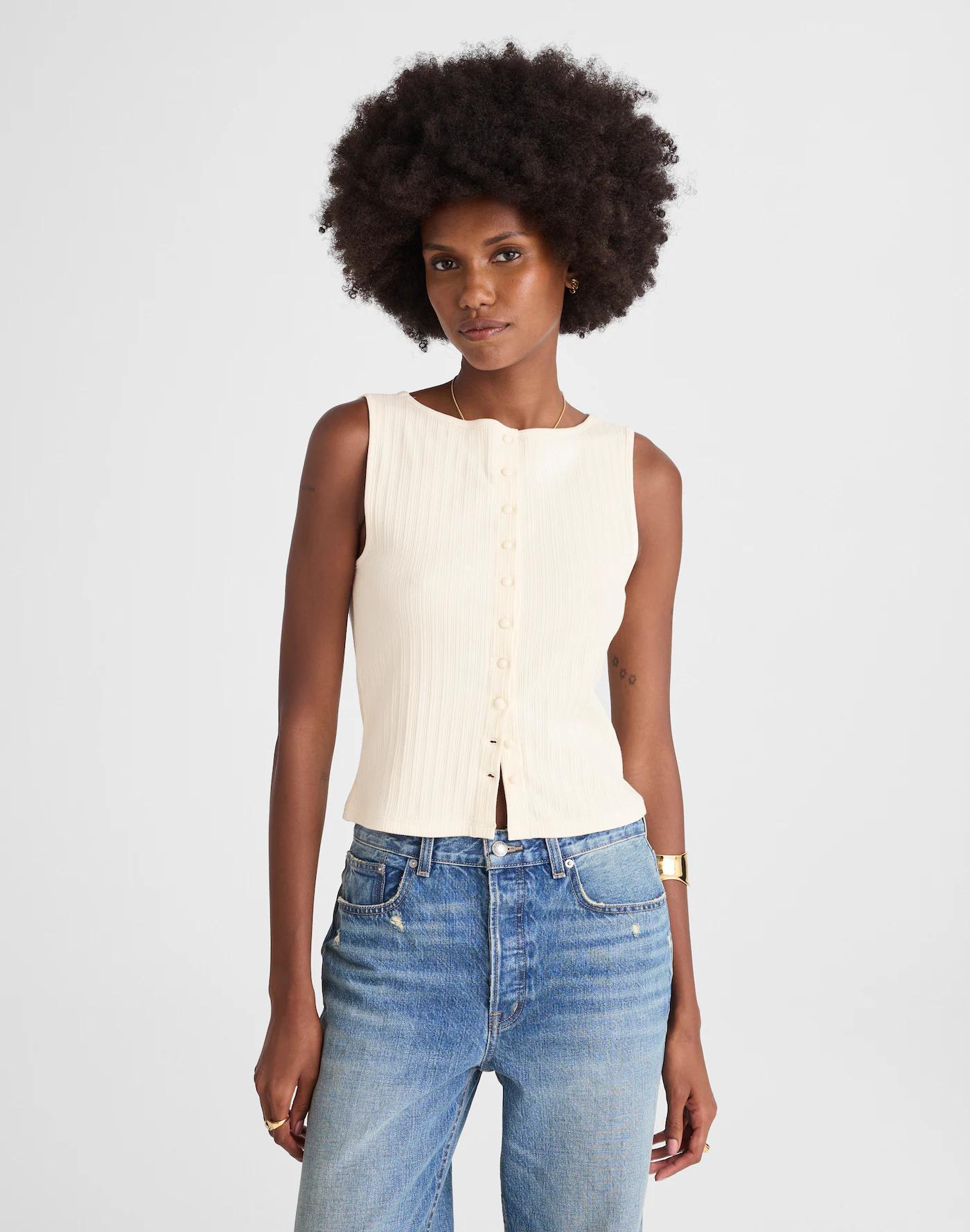 Ribbed Crewneck Vest Tank Product Image