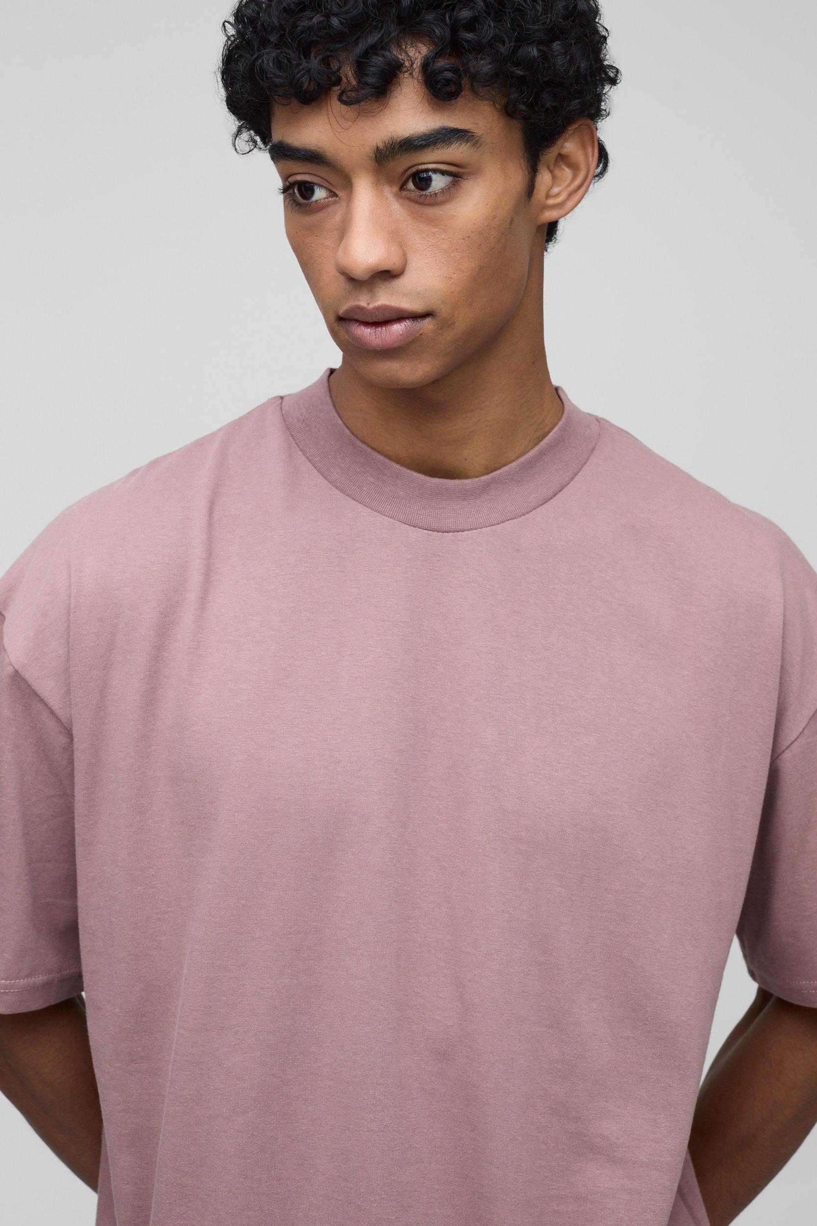 Oversized Extended Neck Heavy T-shirt | boohooMAN USA Product Image