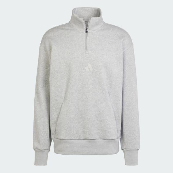 adidas ALL SZN Fleece 1/4-Zip Crew Sweatshirt Dark Blue XS Mens Product Image