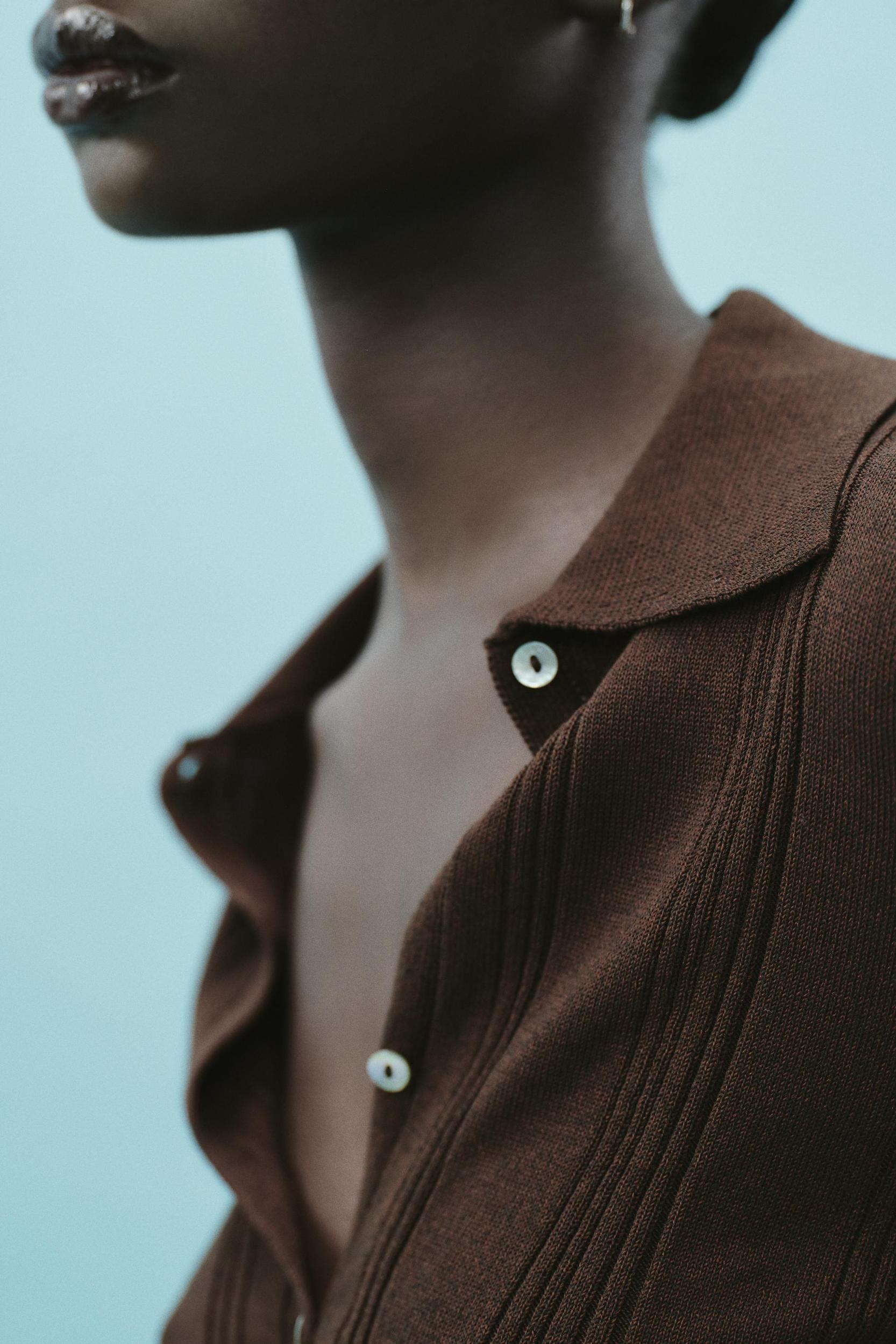 RIBBED KNIT POLO JACKET Product Image