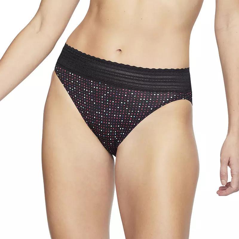 Warners No Pinching, No Problems® Dig-Free Comfort Waist with Lace Microfiber Hi-Cut 5109J, Women's, Size: XL, Black Sparkle Dot Product Image