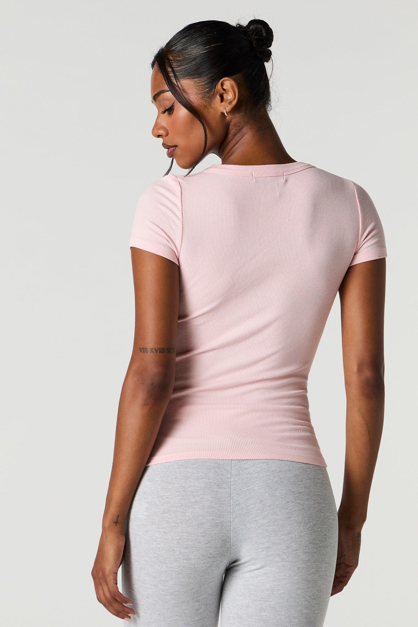 Ribbed Scoop Neck T-Shirt Female Product Image