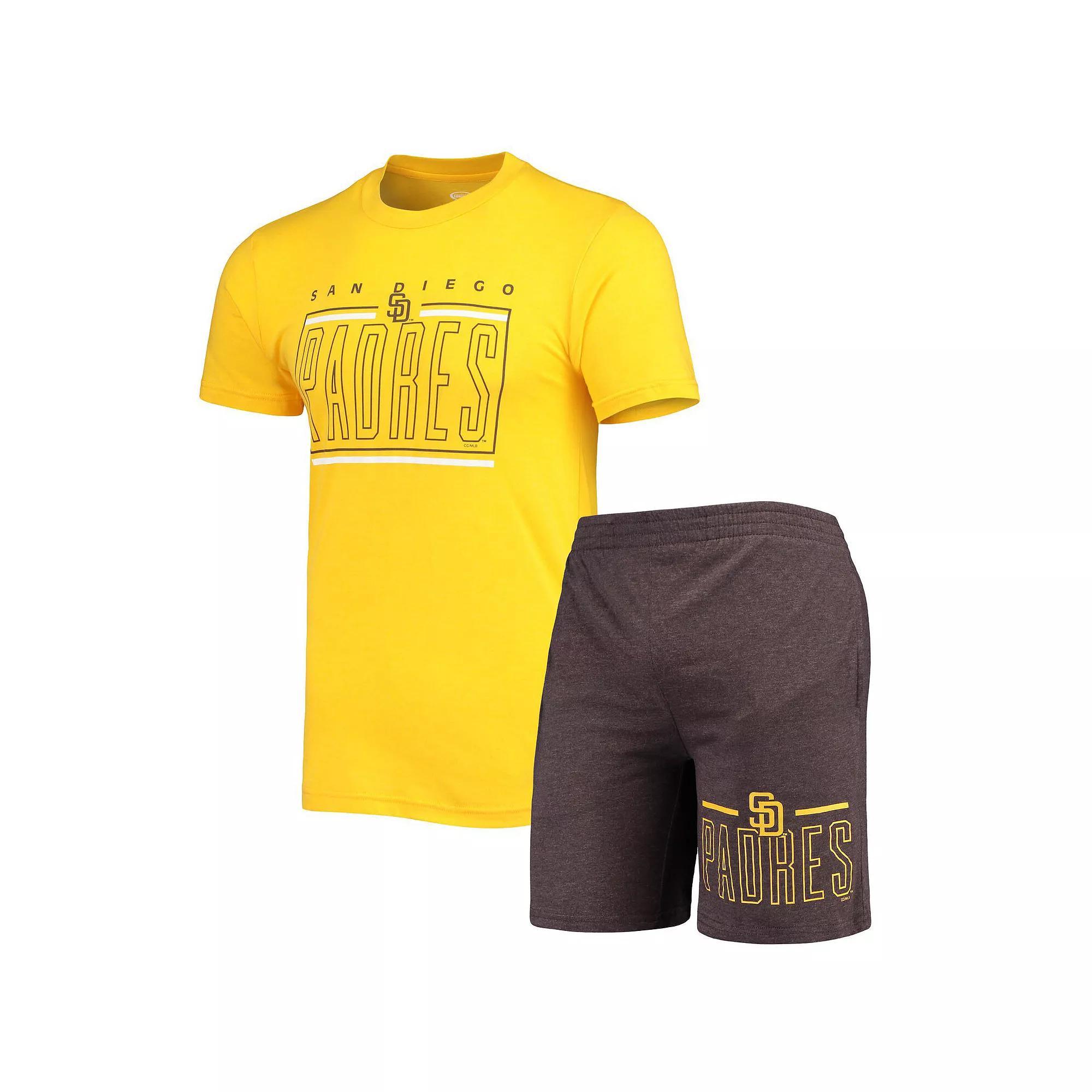 Mens Concepts Sport /Gold San Diego Padres Meter T-Shirt and Shorts Sleep Set Product Image